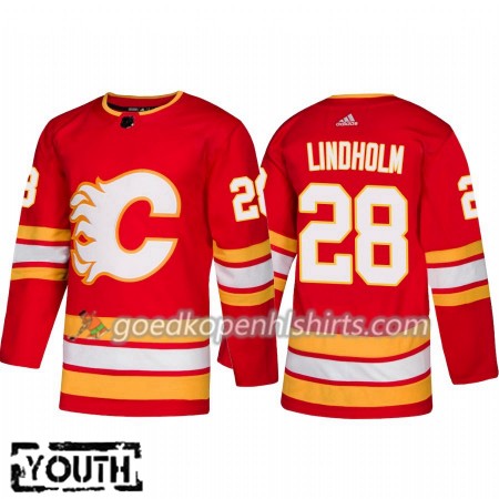 Calgary Flames Elias Lindholm 28 Adidas 2018-2019 Alternate Authentic Shirt - Kinderen